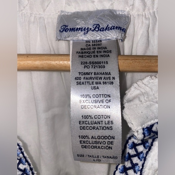 Tommy Bahama 281524 Split Neck Midi Dress in White, Size L - Picture 4 of 4